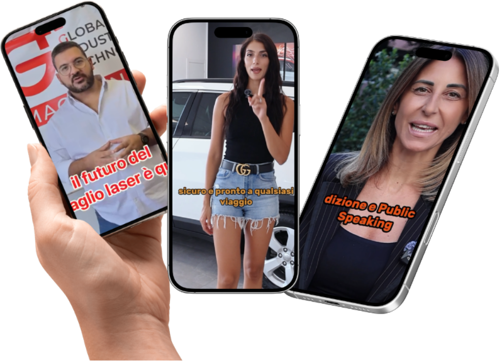 Smartphone con reel e contenuti social realizzati da Cust Agency